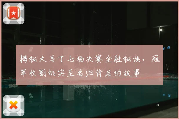 揭秘大马丁七场决赛全胜秘诀,冠军收割机实至名归背后的故事